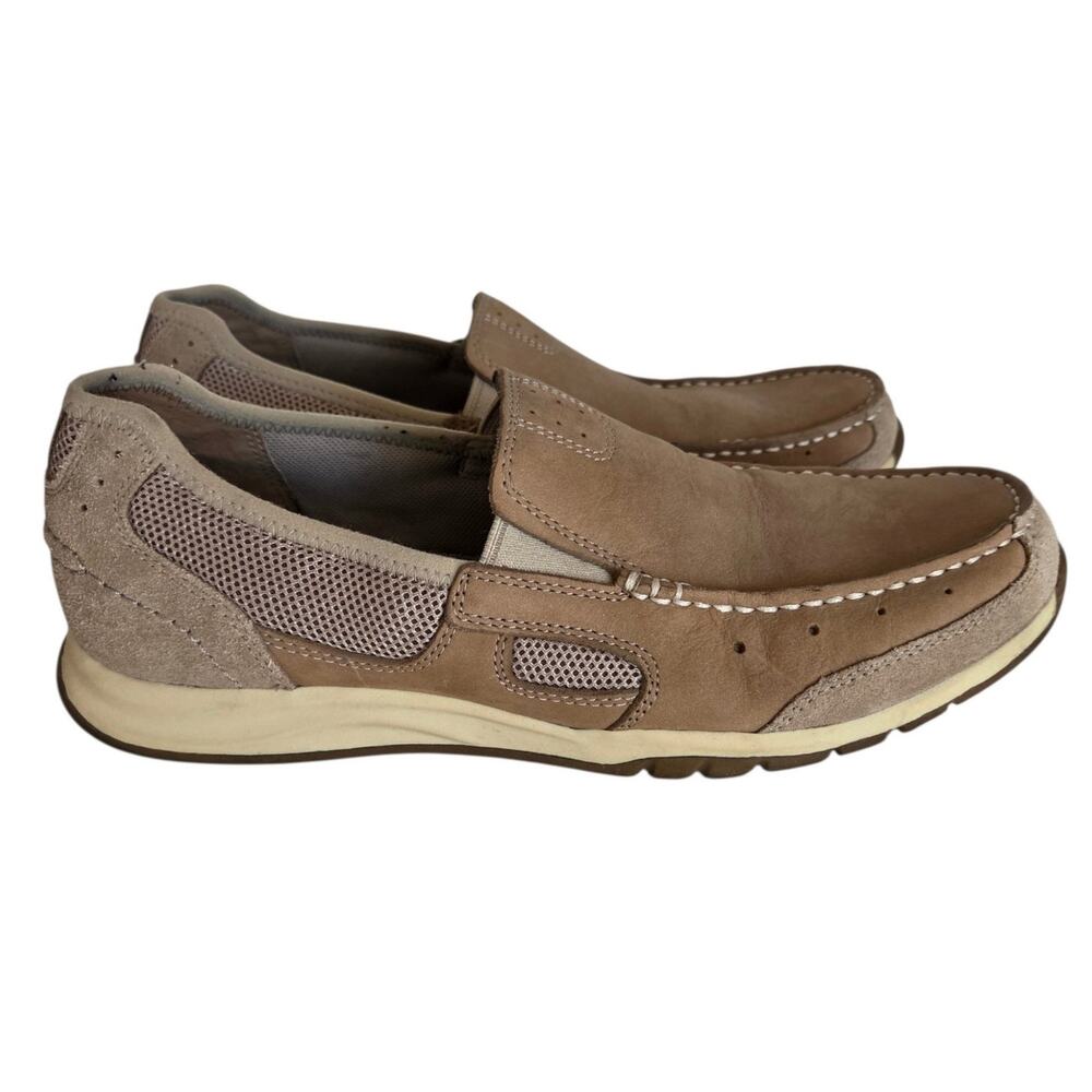 Clarks Ramada Spanish Nubuck Leather Slip-On Comfort Loafers Tan Taupe Sz 9 Men
